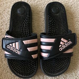 Pink adidas slides
